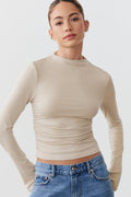 Soft touch funnel neck ls top - Pumice stone