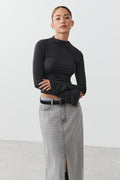 Soft touch funnel neck ls top - Pumice stone