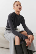 Soft touch funnel neck ls top - Stone