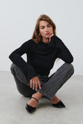 Soft touch funnel neck ls top - Stone