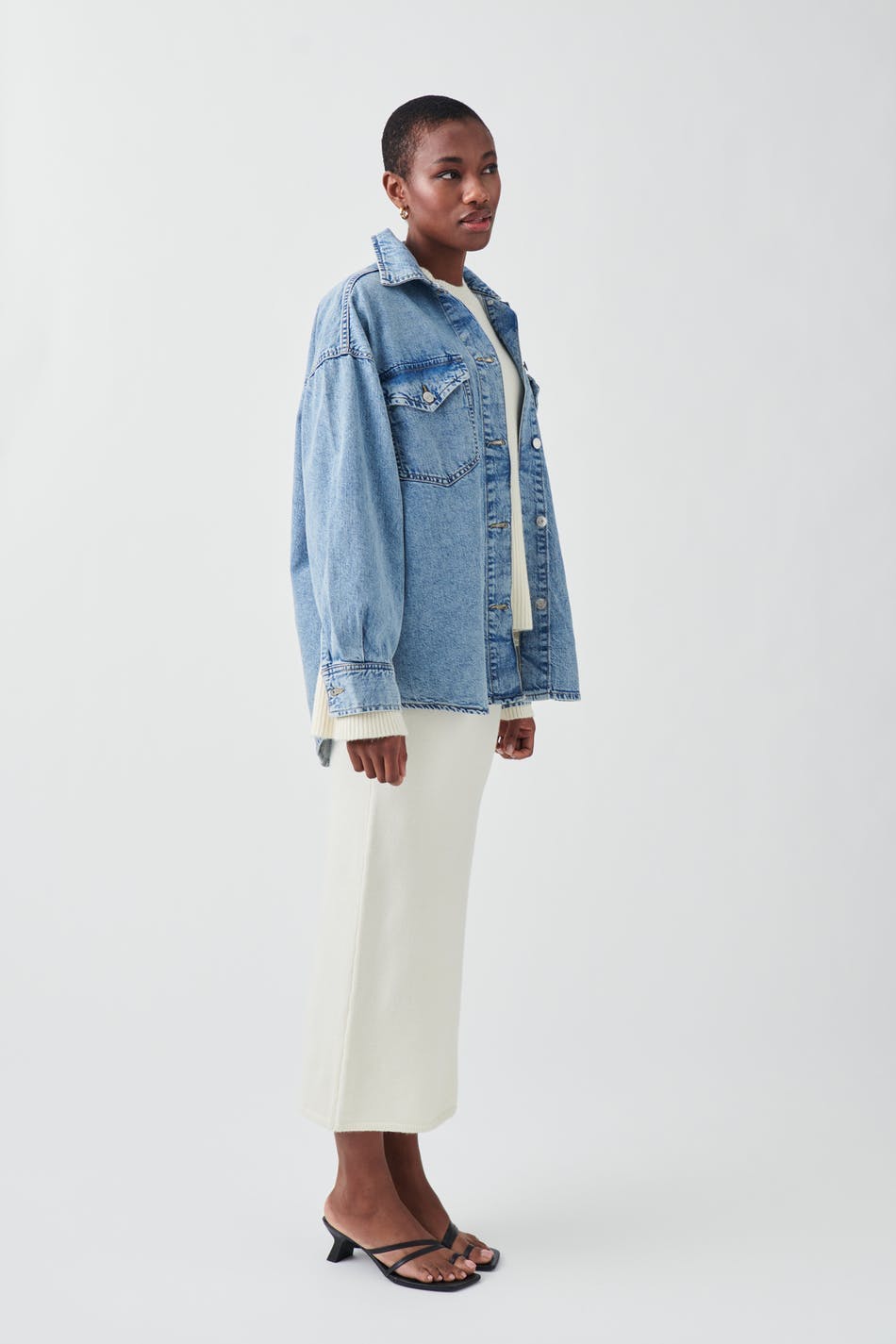 Oversize denim shirt - Mid blue