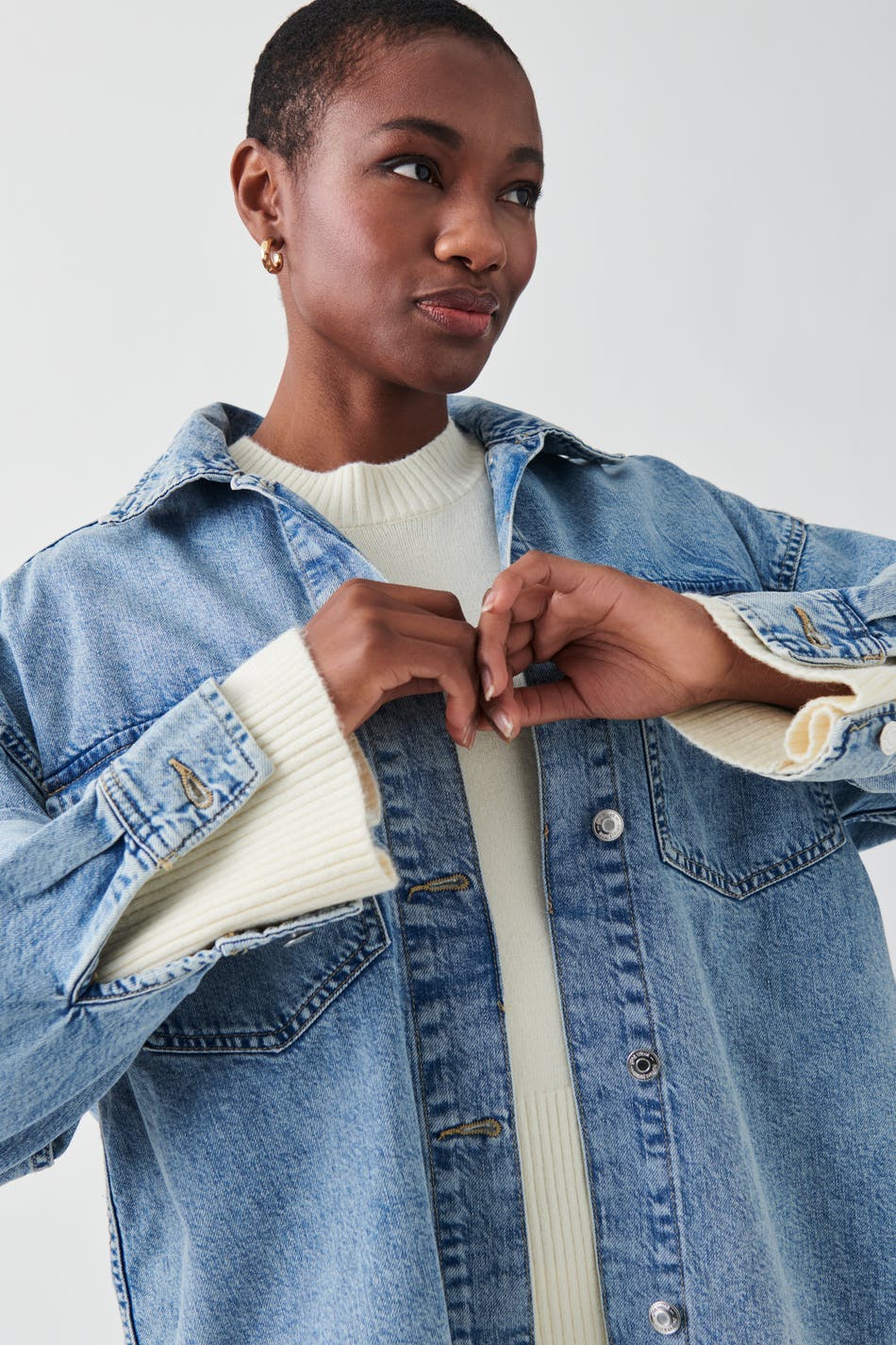 Oversize denim shirt - Mid blue