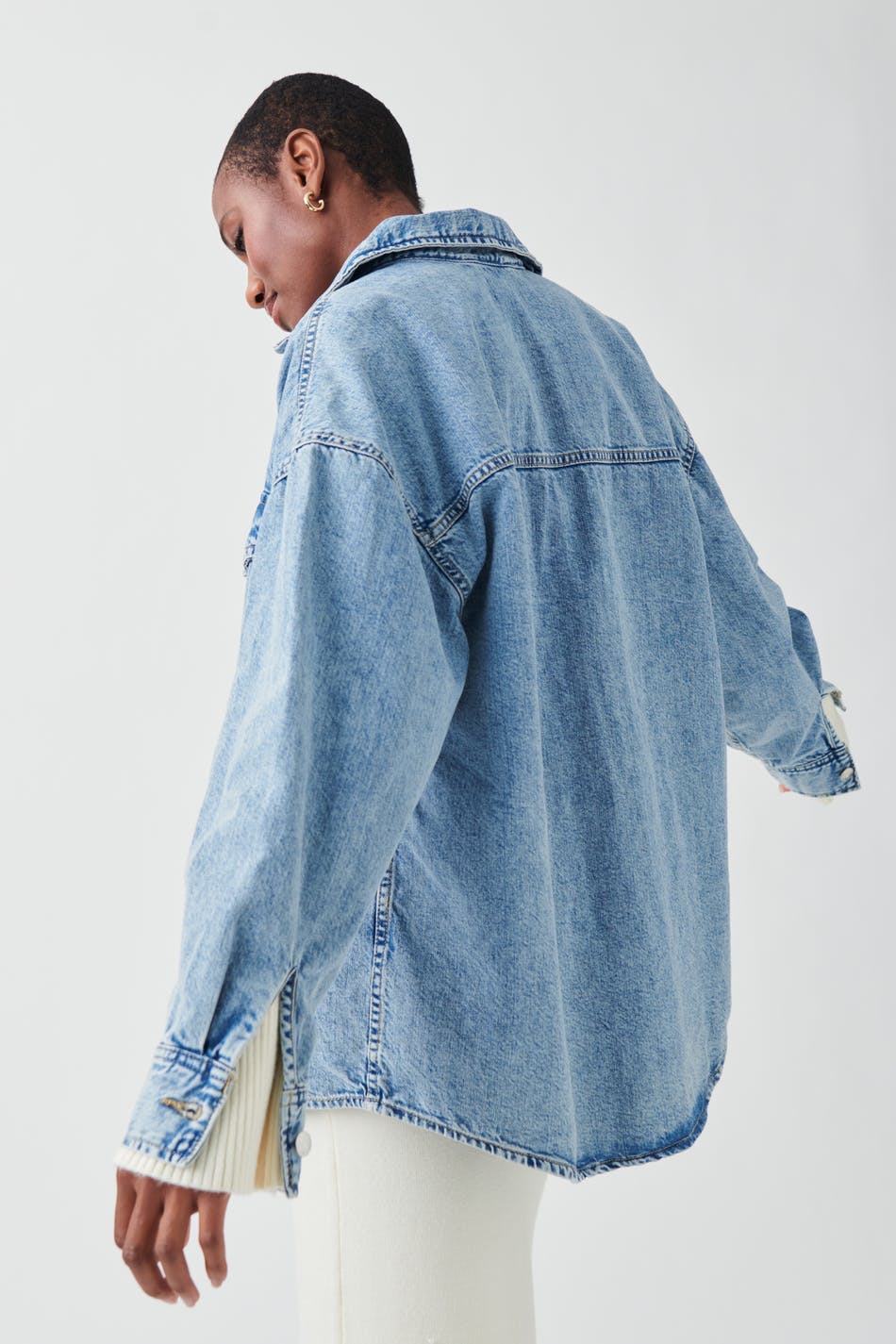 Oversize denim shirt - Mid blue