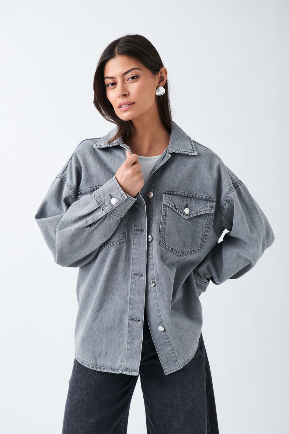 Oversize denim shirt - Mid blue