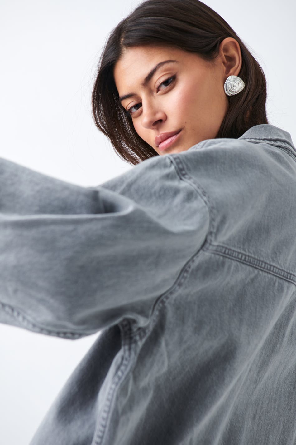 Oversize denim shirt - Gris
