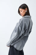 Oversize denim shirt - Gris