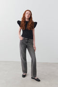 Y cute frill top - Noir