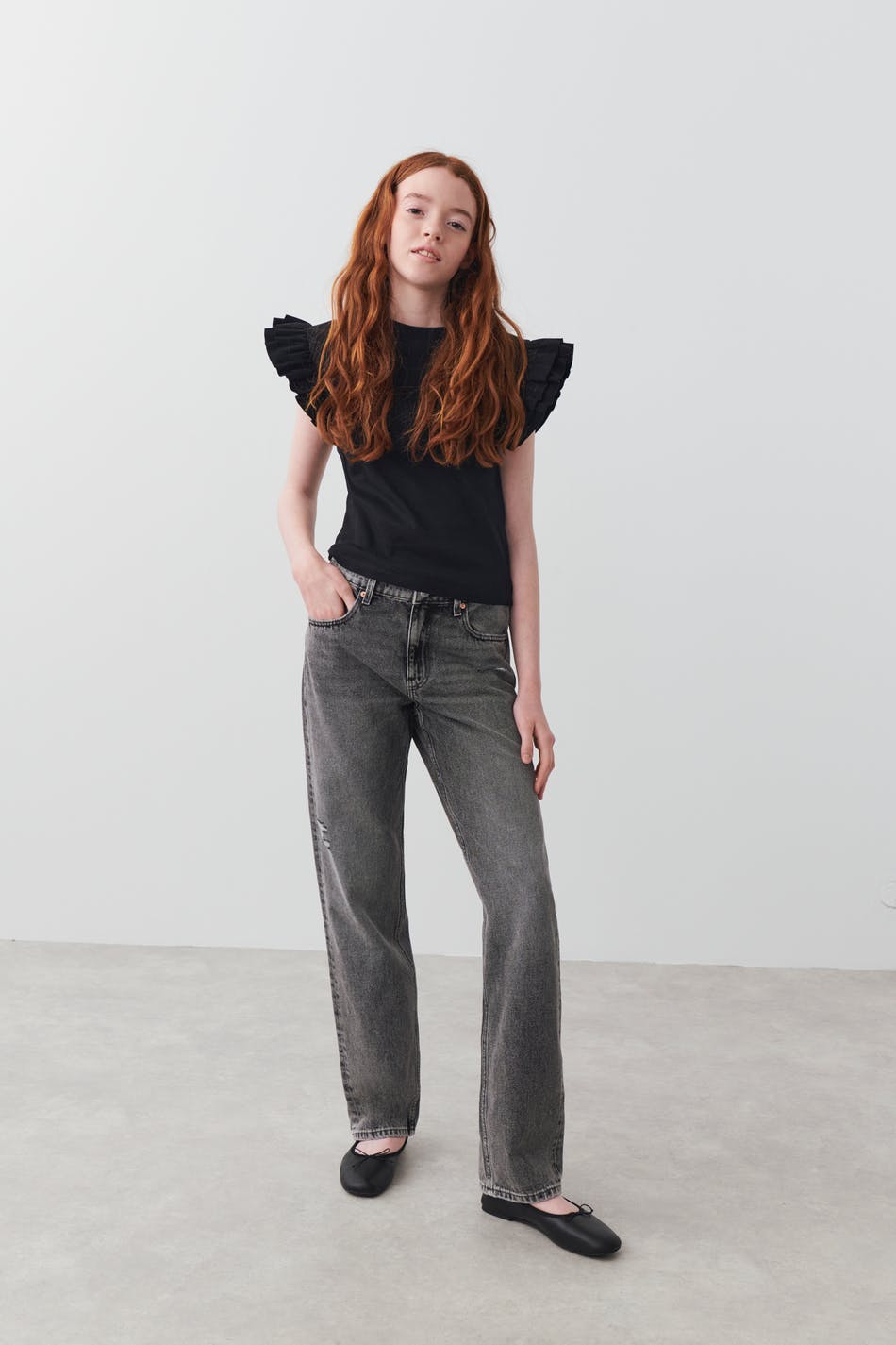 Y cute frill top - Noir