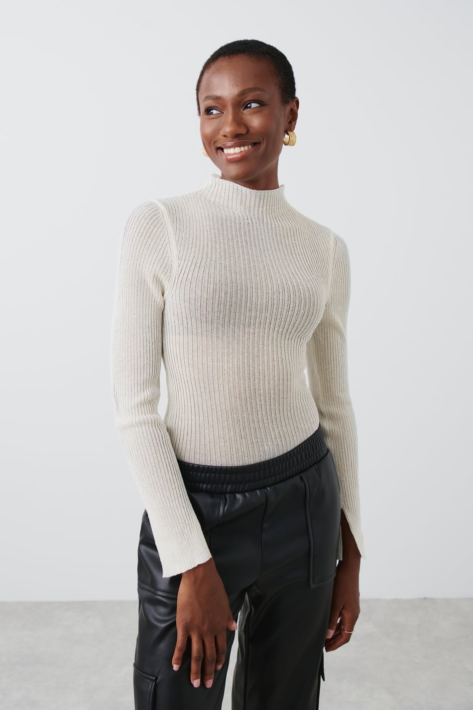 Sheer knitted top - Blanc cassé