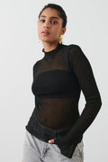 Sheer knitted top - Noir