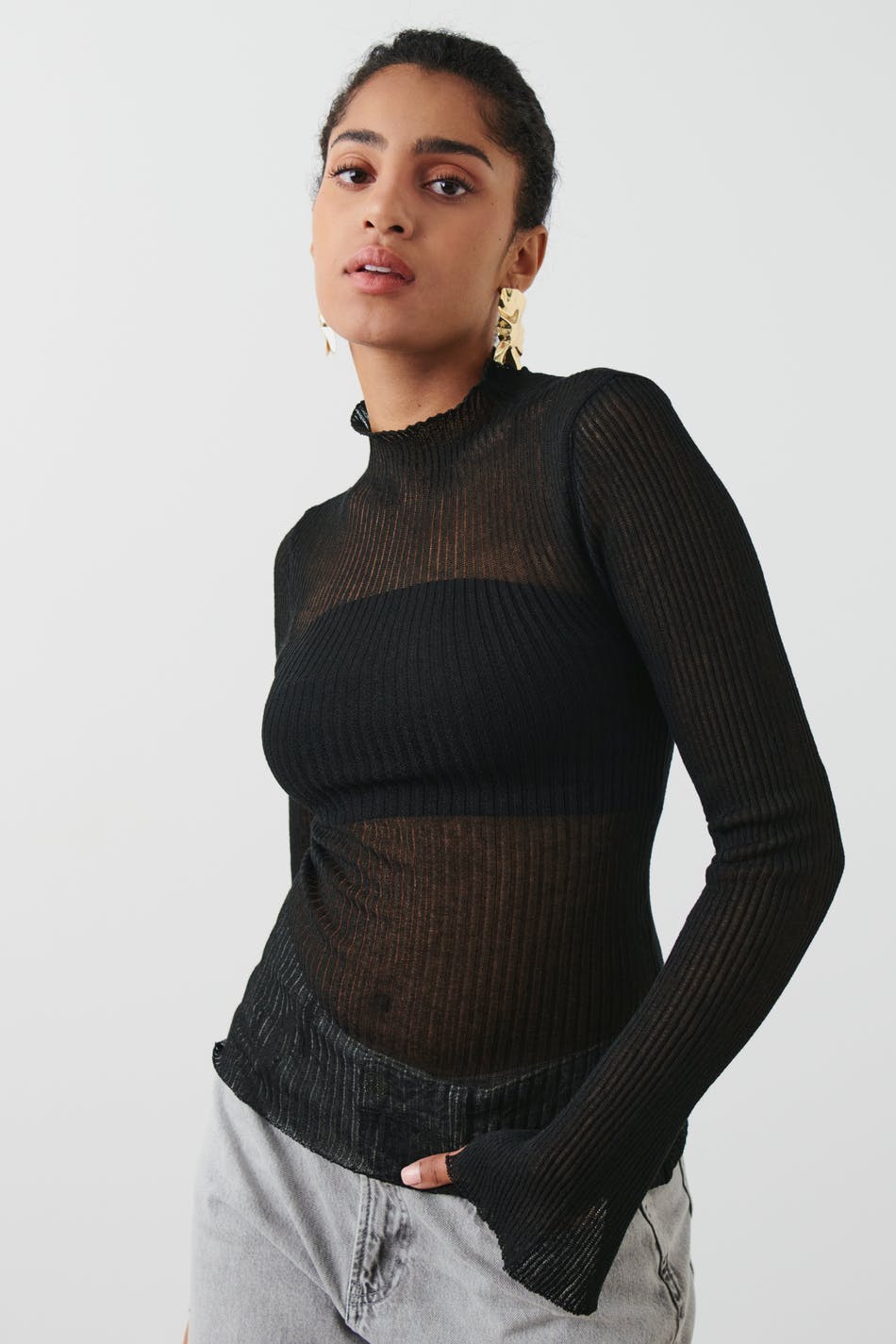 Sheer knitted top - Noir