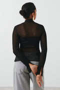 Sheer knitted top - Noir