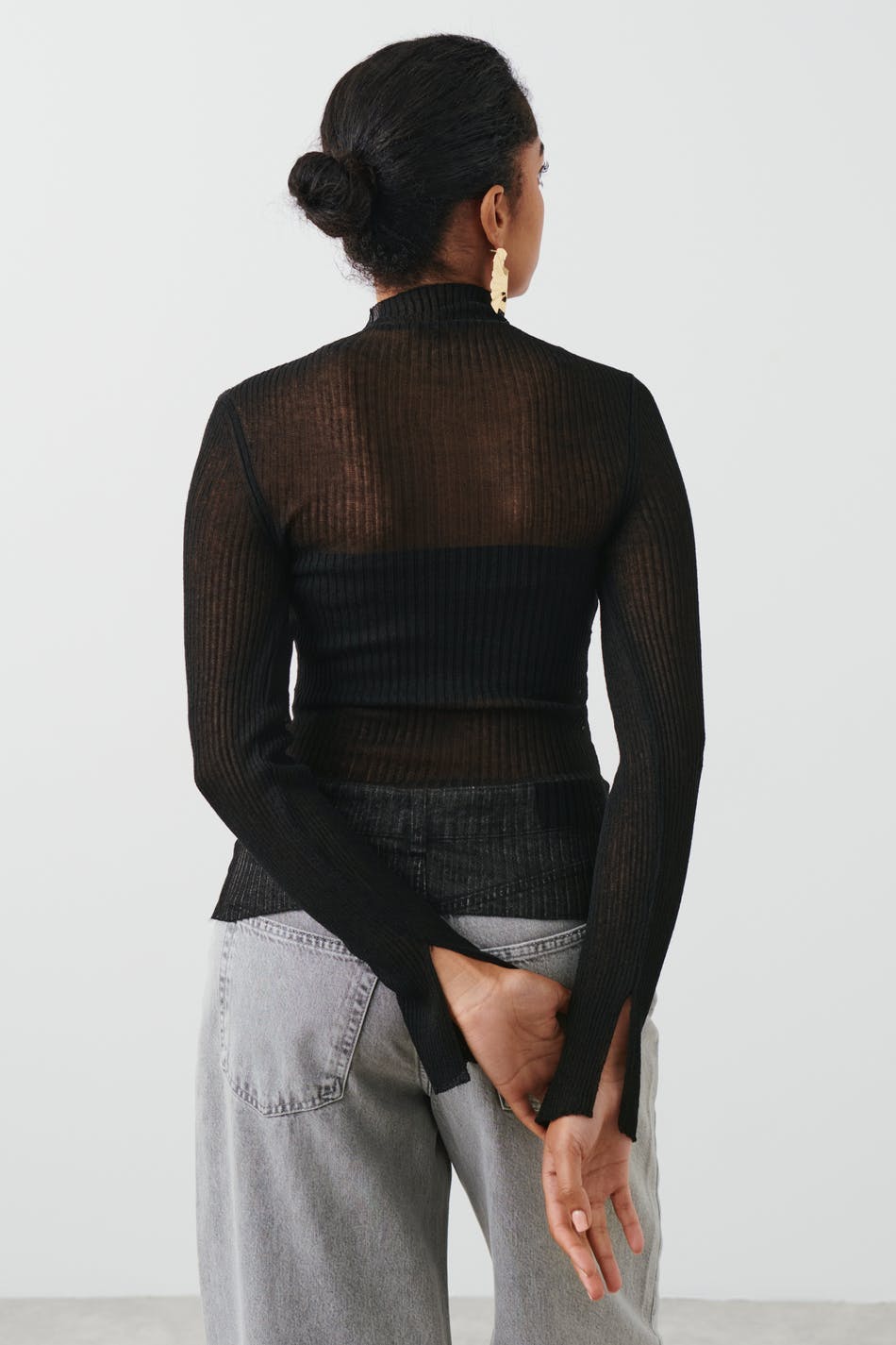 Sheer knitted top - Noir