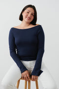 Soft boatneck top - Peacoat