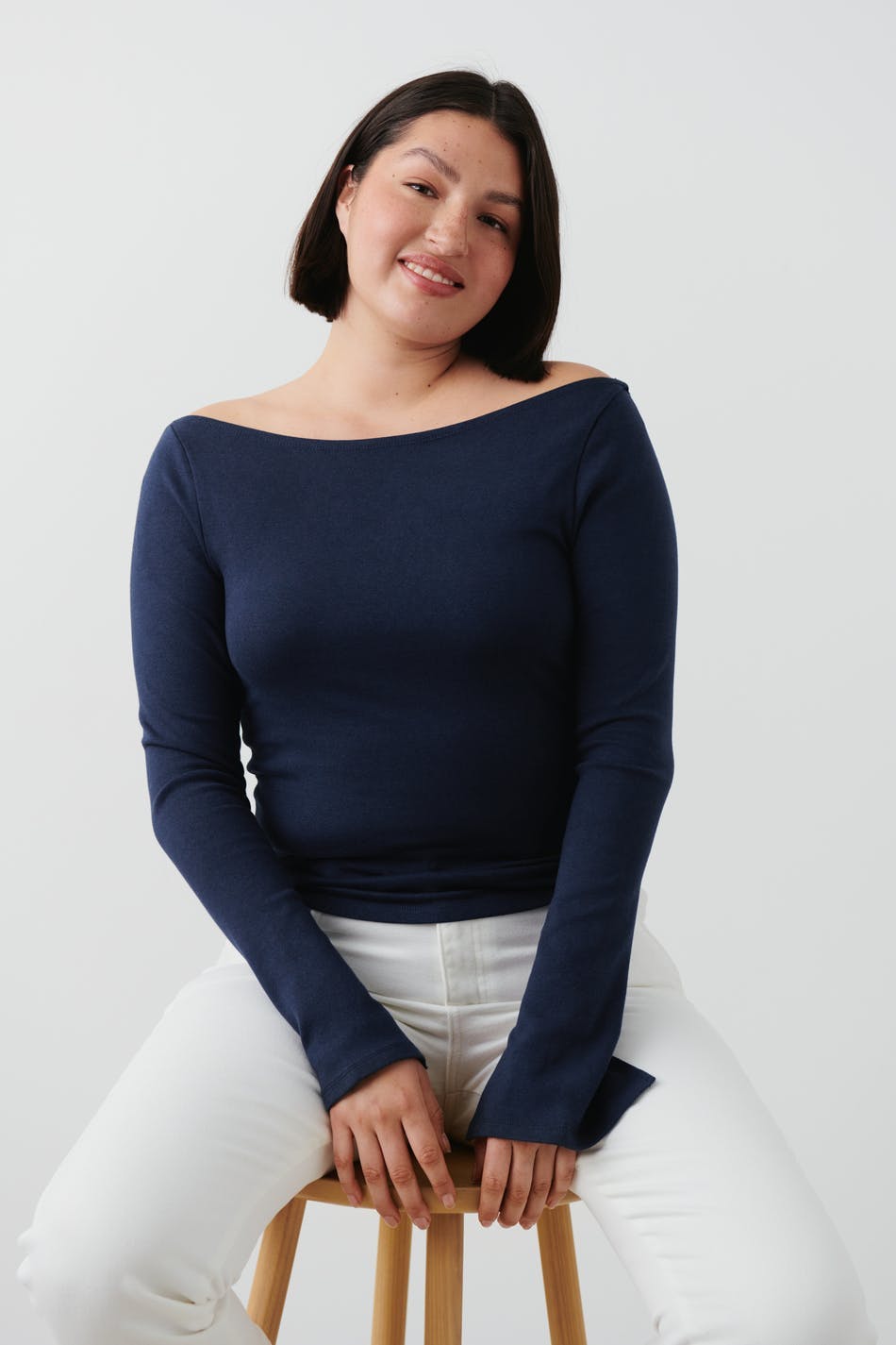 Soft boatneck top - Peacoat