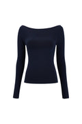 Soft boatneck top - Peacoat