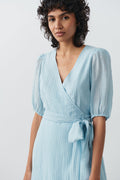 Puffsleeve midi dress - Bleu clair