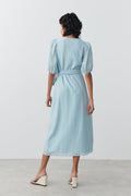Puffsleeve midi dress - Bleu clair