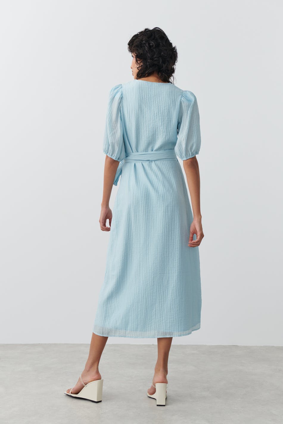 Puffsleeve midi dress - Bleu clair