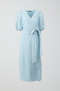 Puffsleeve midi dress - Bleu clair