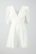 Puff sleeve mini dress - Blanc cassé