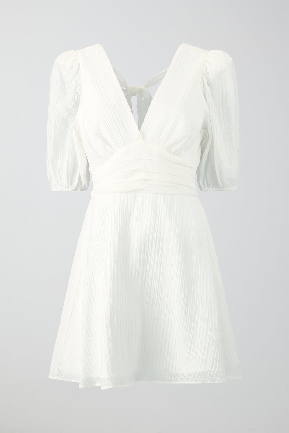 Puff sleeve mini dress - Blanc cassé