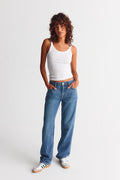 low straight jeans - Blanc cassé
