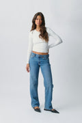 low straight jeans - Blanc cassé