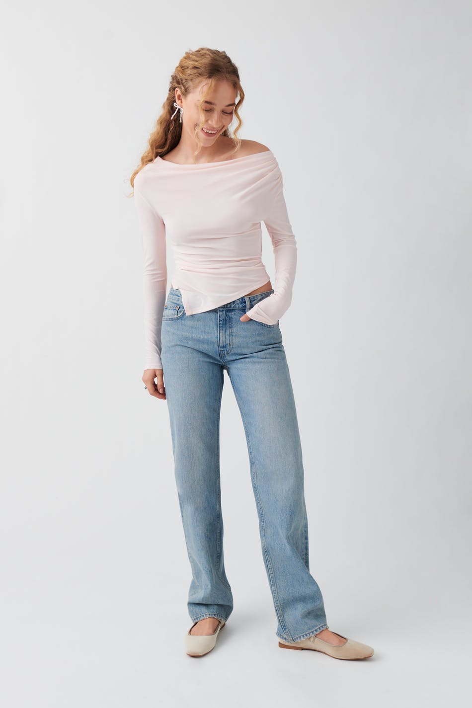 low straight jeans - Mid blue