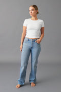 low straight jeans - Mid blue