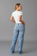 low straight jeans - Mid blue