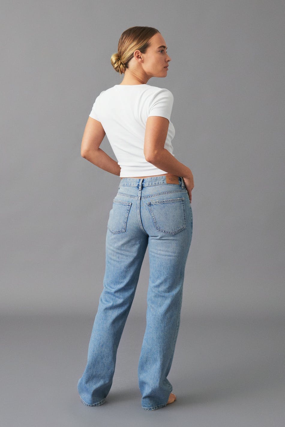 low straight jeans - Mid blue