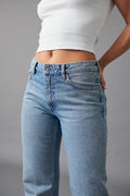 low straight jeans - Mid blue
