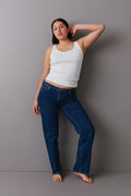 low straight jeans - Mid blue