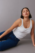 low straight jeans - Mid blue