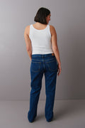 low straight jeans - Mid blue