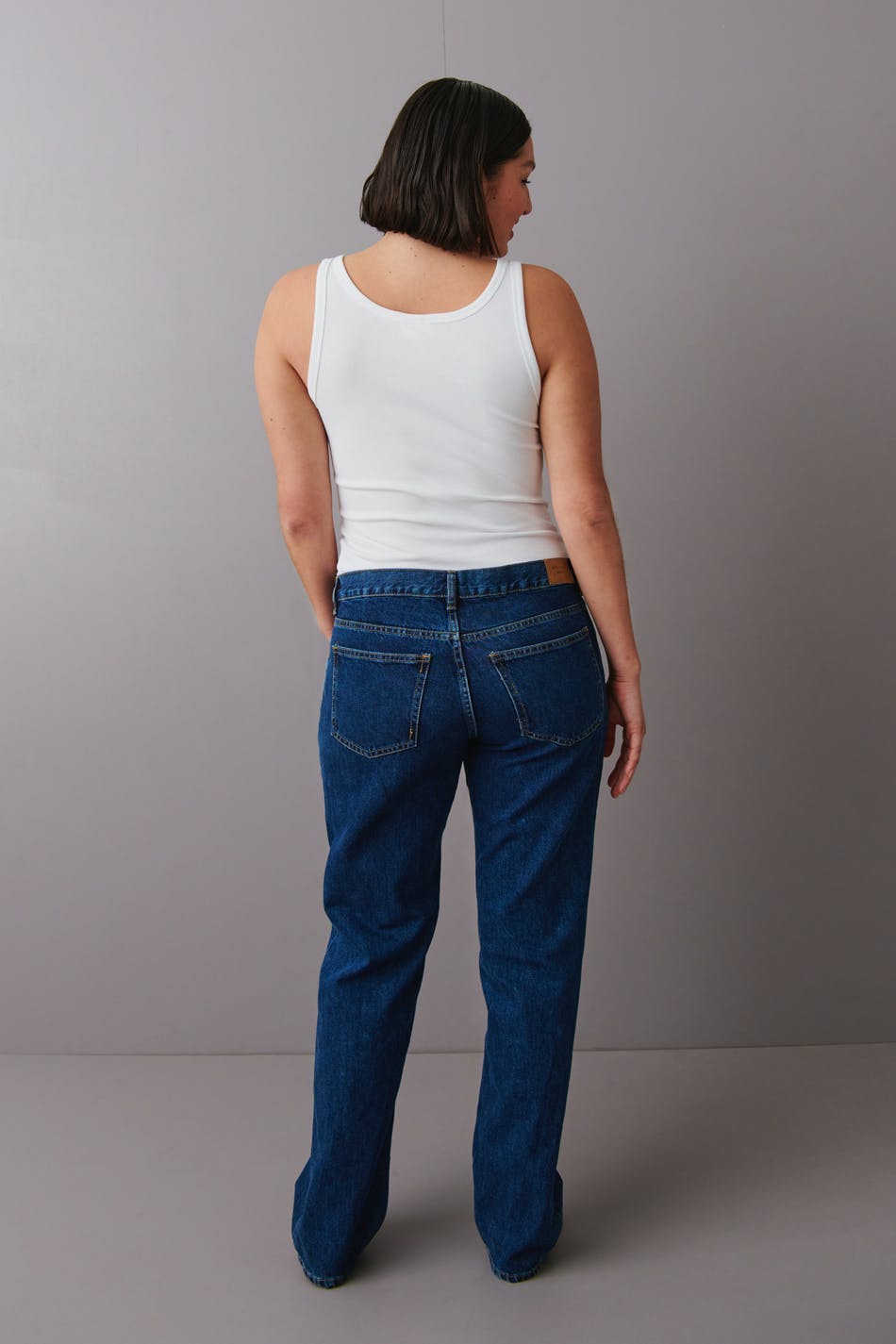 low straight jeans - Mid blue