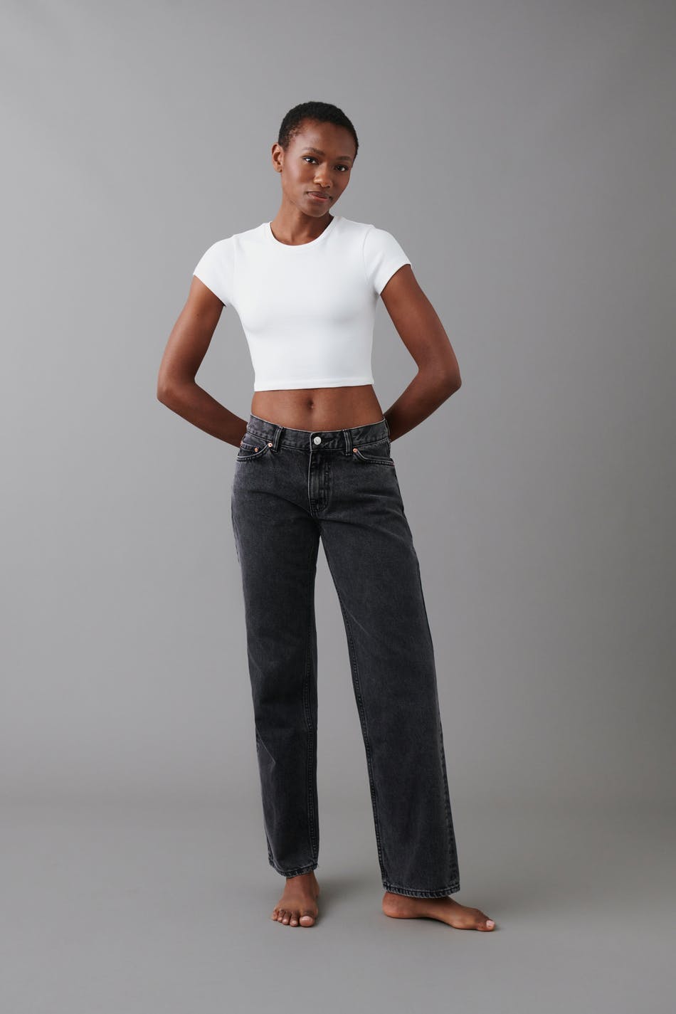 low straight petite jeans - Gris clair
