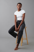 low straight petite jeans - Gris clair