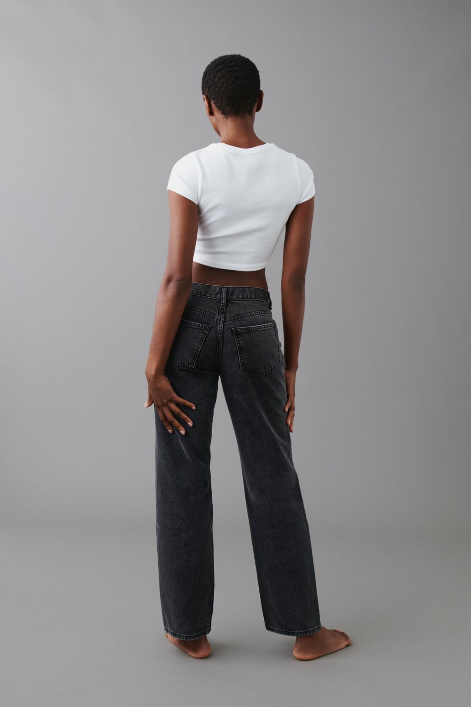 low straight petite jeans - Gris clair