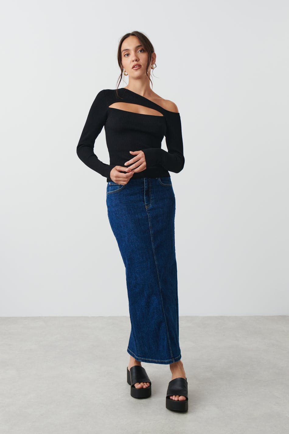 Cutout knitted top - Noir