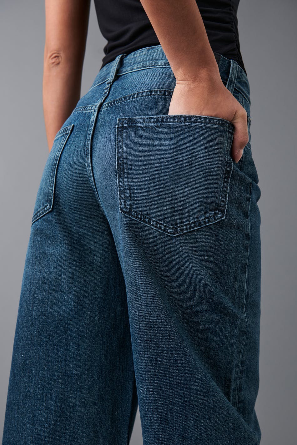 baggy wide jeans - Mid blue