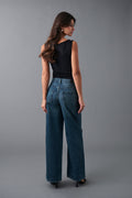 baggy wide jeans - Mid blue