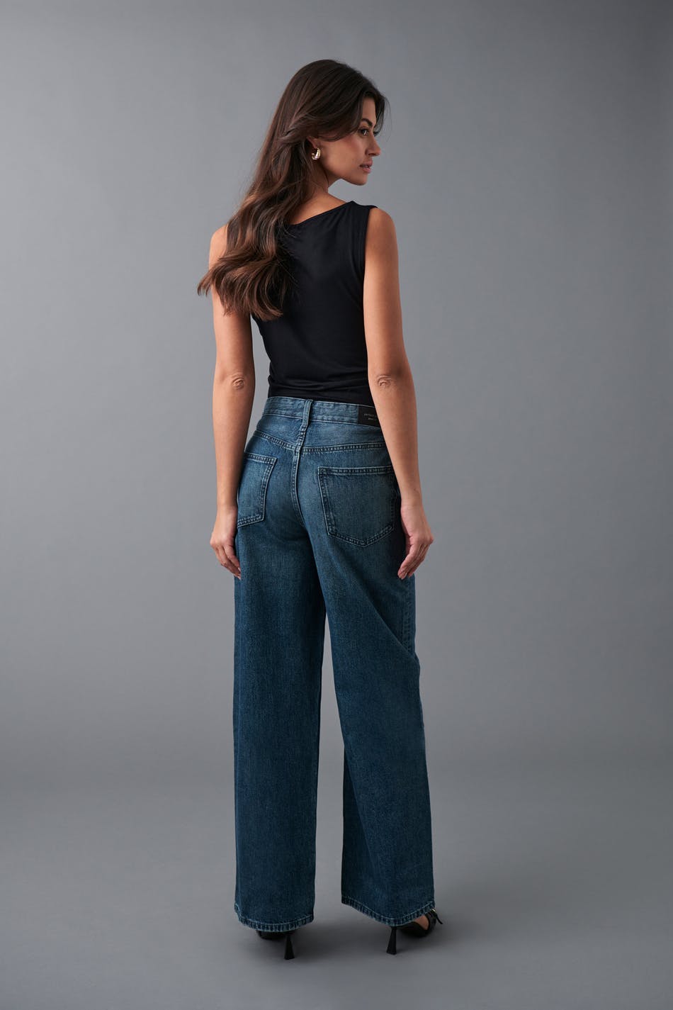 baggy wide jeans - Mid blue