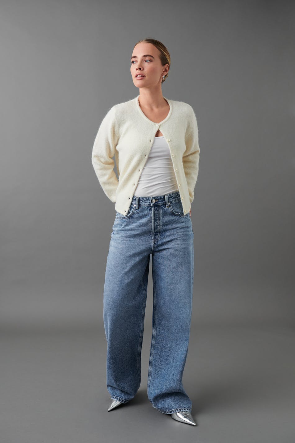 baggy wide jeans - Gris