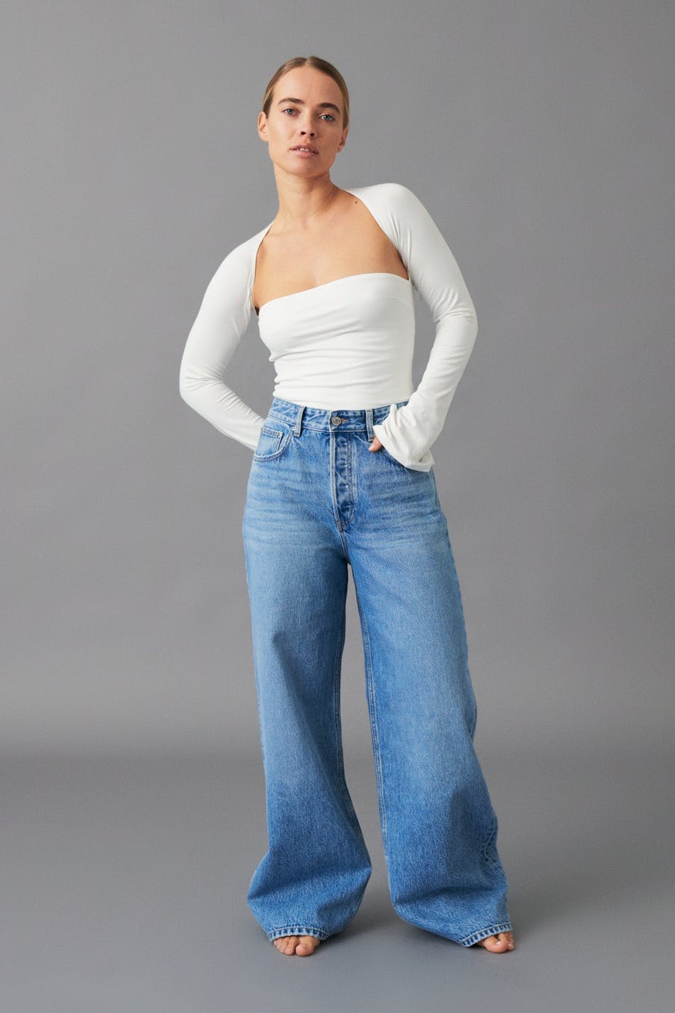 baggy wide jeans - Gris
