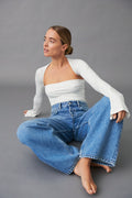 baggy wide jeans - Mid blue