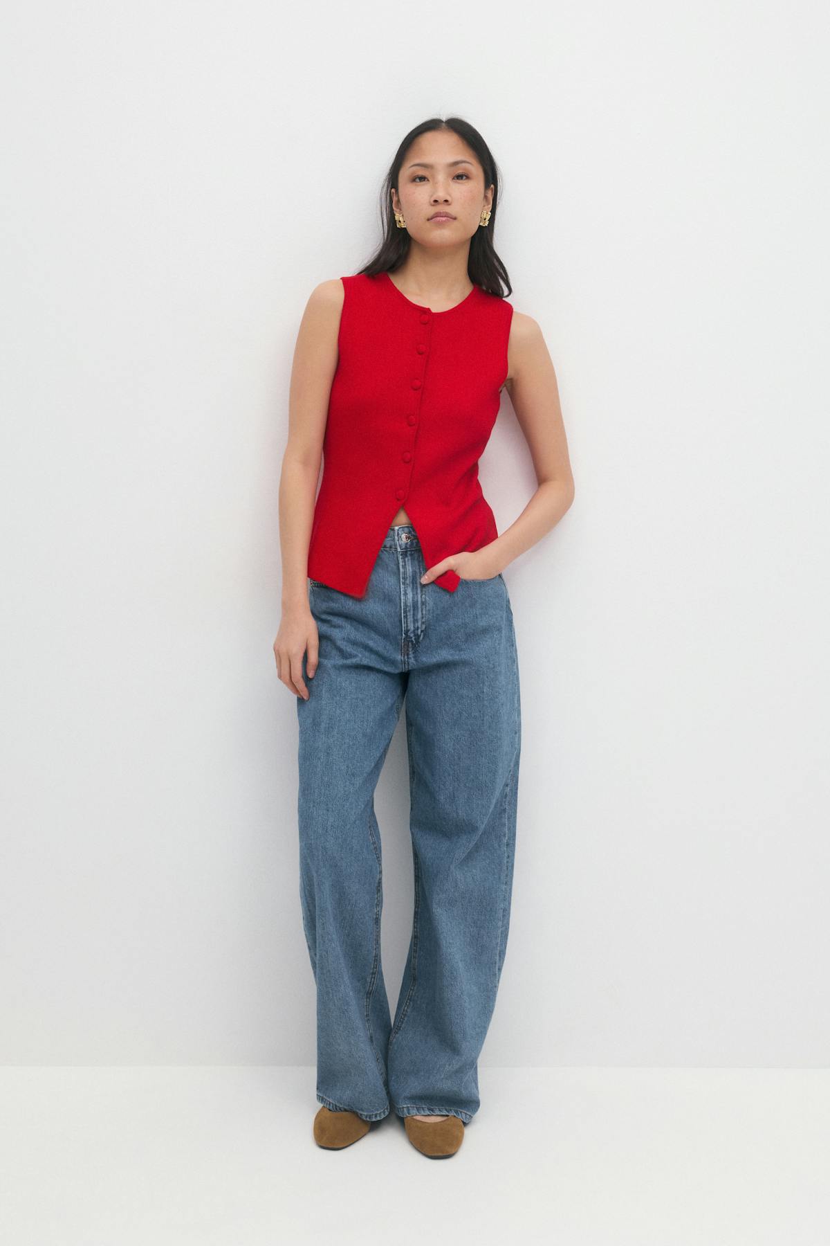 baggy wide jeans - Mid blue