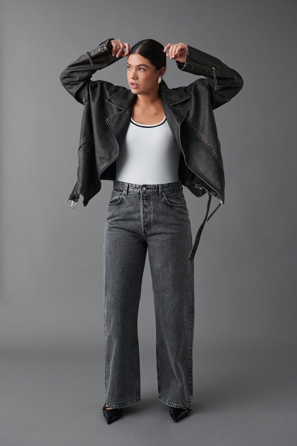 baggy wide jeans - Gris