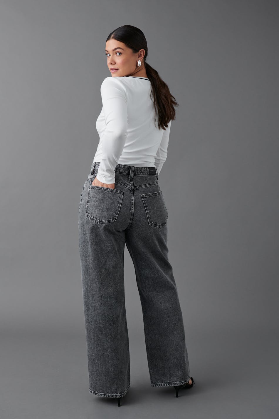 baggy wide jeans - Gris